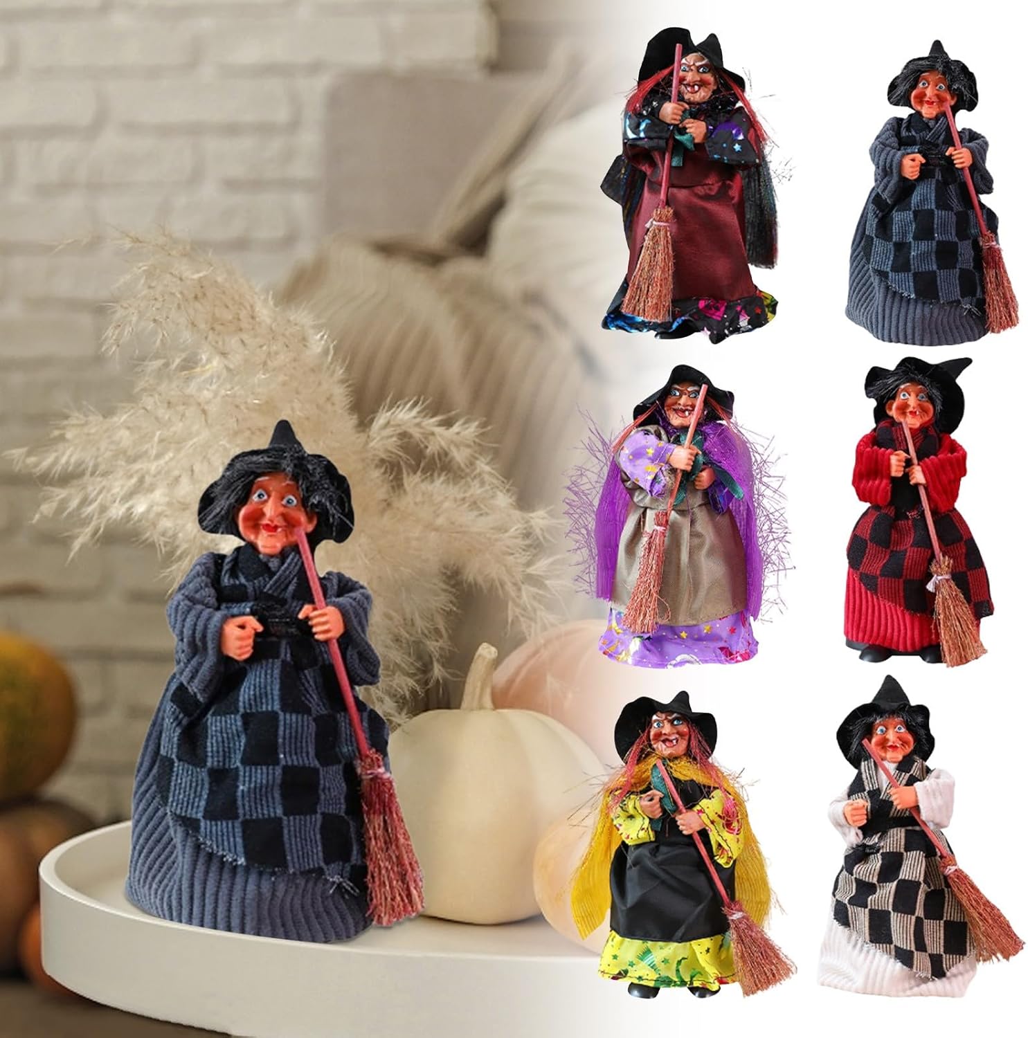 🧙🧹Halloween Hanging Witch Broom Figurine Set of 3