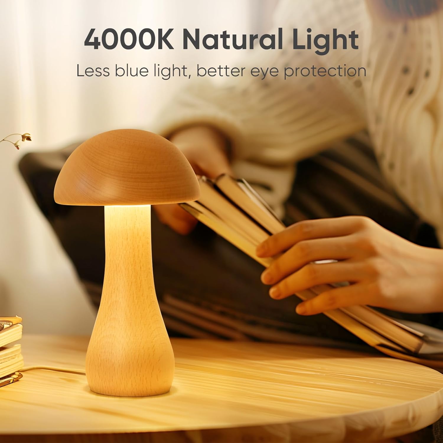 Natural solid wood Touch Switch Cordless Table Lamp