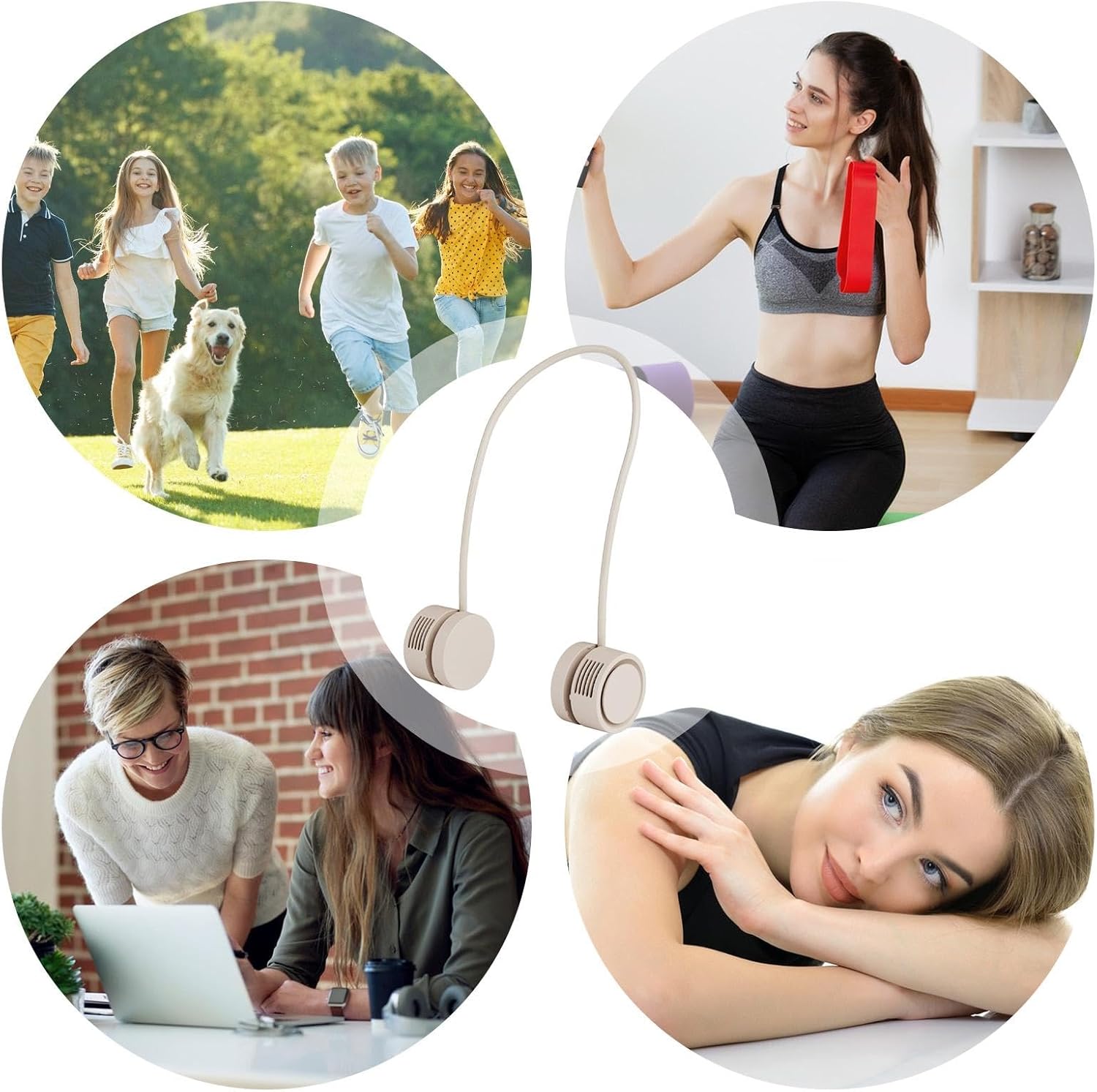 Portable Bladeless Neck Fans, 4000mAh Foldable Rechargeable Bladeless Fan