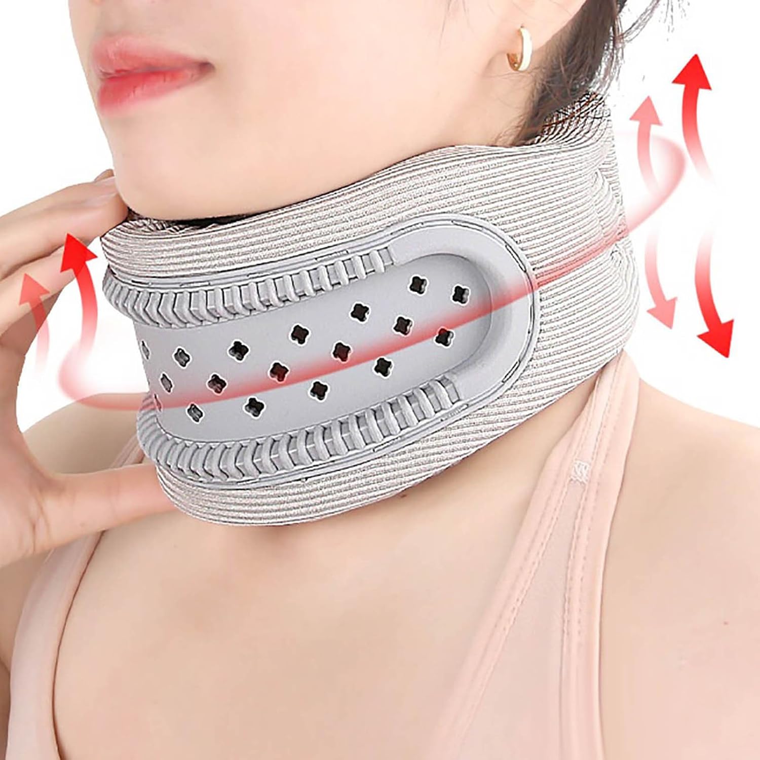 Neck Brace for Pain Relief and Support, Soft Adjustable Cervical Collar Neck Traction Device