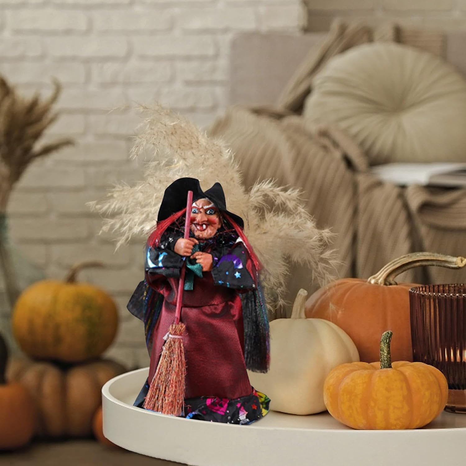 🧙🧹Halloween Hanging Witch Broom Figurine Set of 3