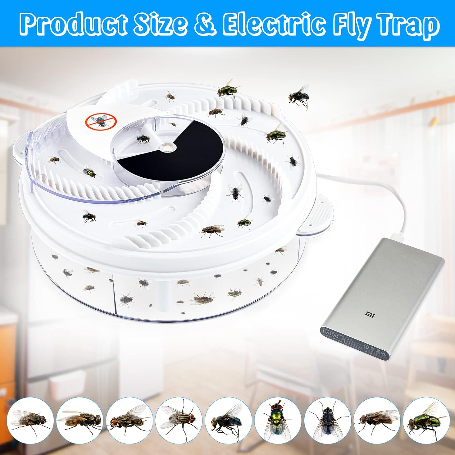 Electric Fly Trap Device with Trapping Food