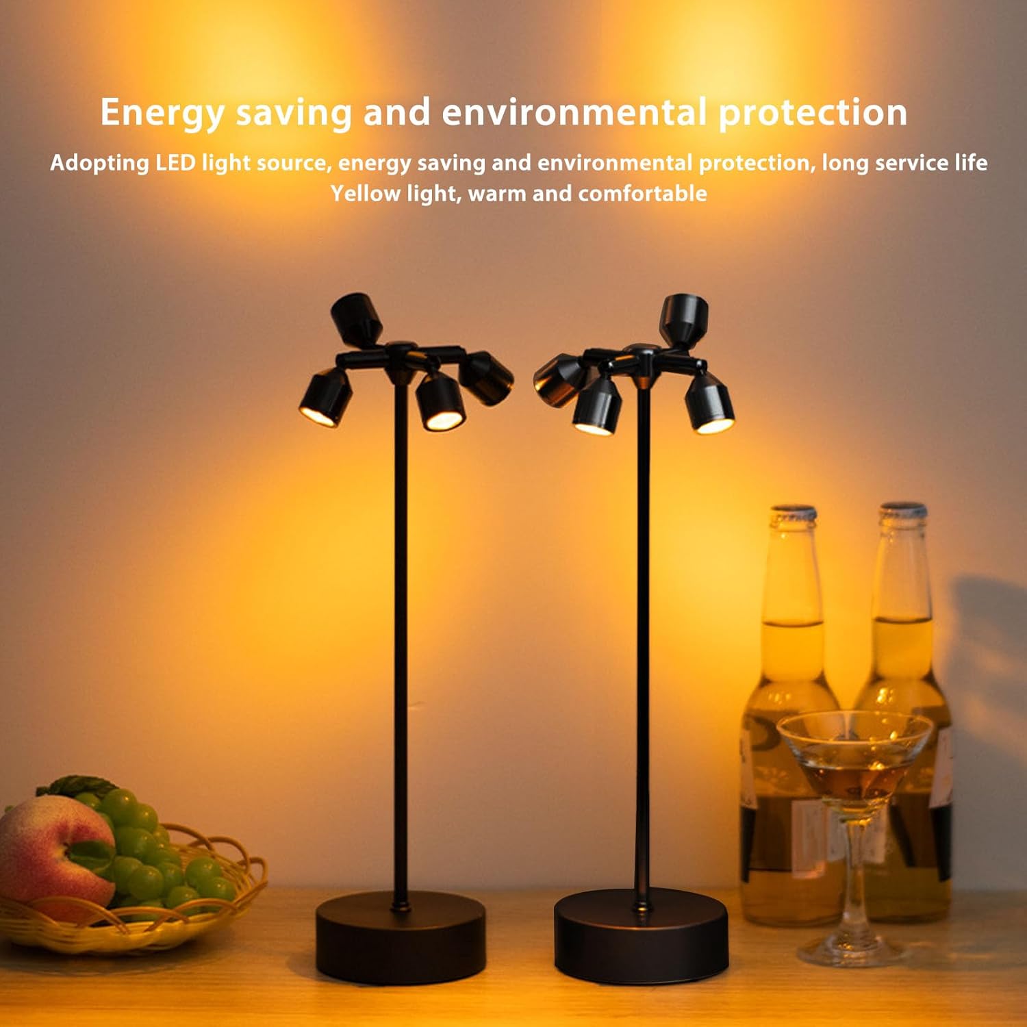 360° Cordless Metal Lamp 3 Color Stepless Dimming Up Nightstand Lamp