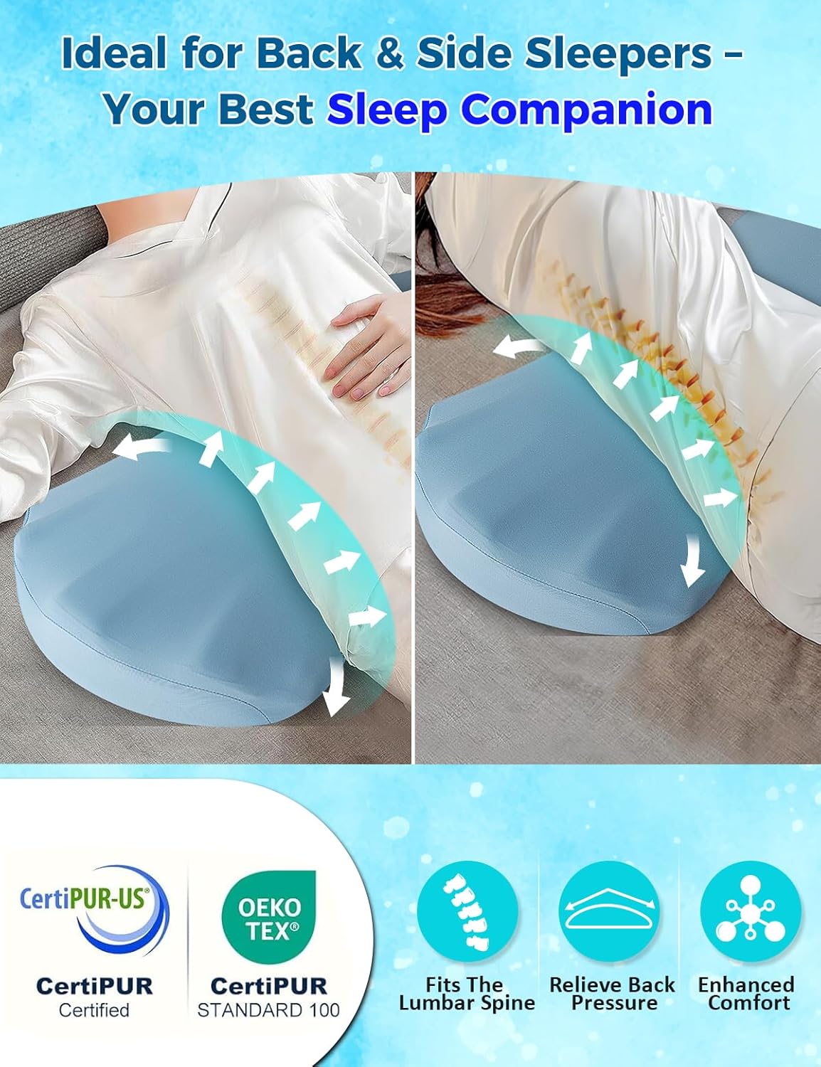 Summer ice silk material Lower Back Pain Relief Pillow