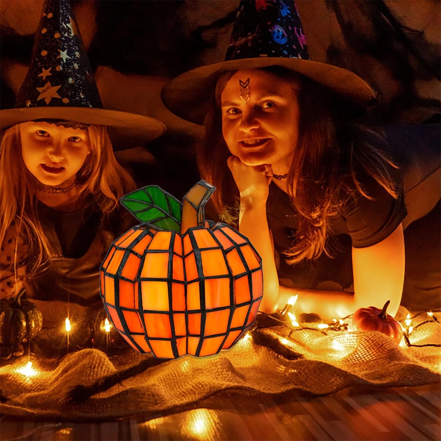 🎃Orange Indoor Patch the Pumpkin Stained Accent Lamp