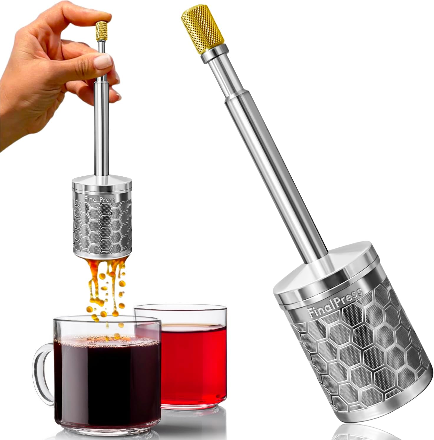 Premium Coffee and Tea Maker - Press the Plunger to Brew Anywhere