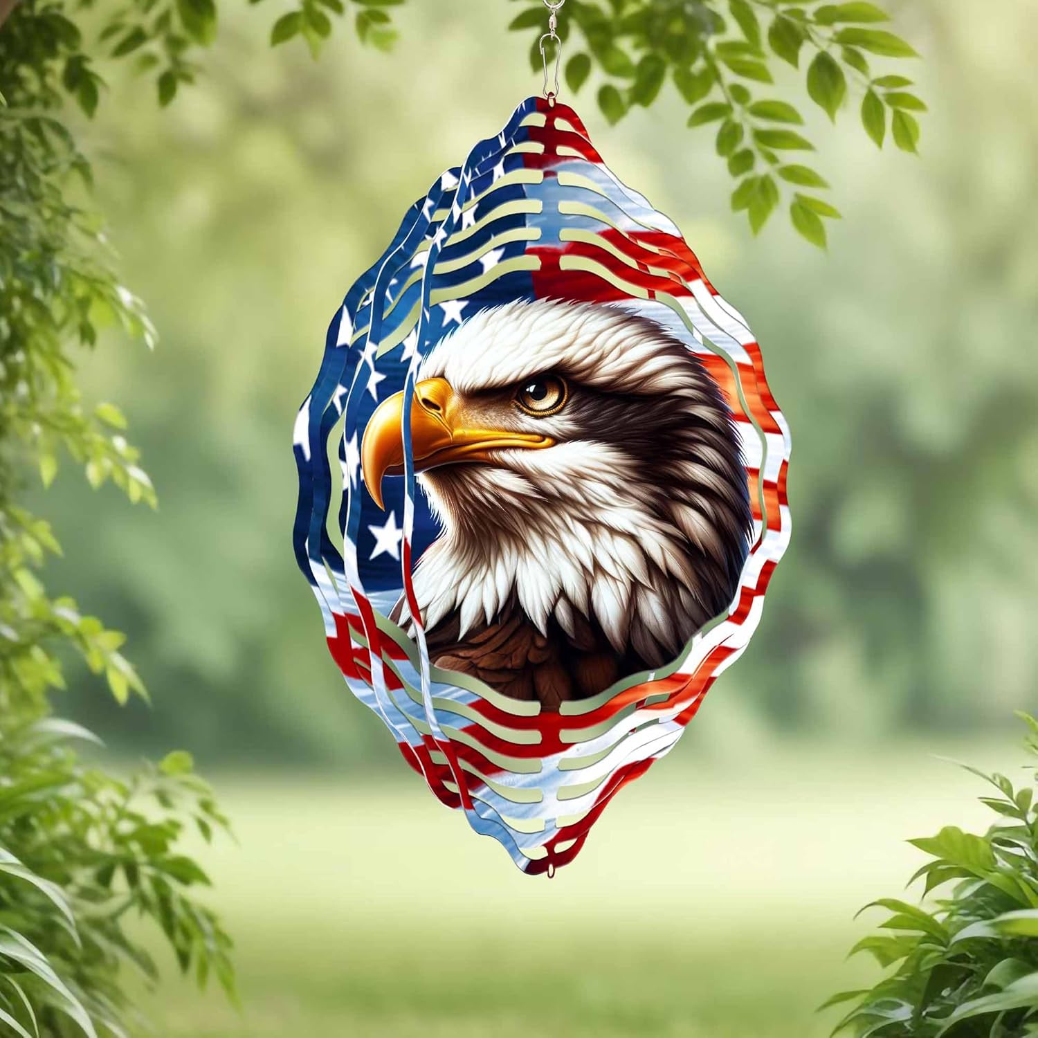 Patriotic Eagle Metal Hanging Wind Spinner