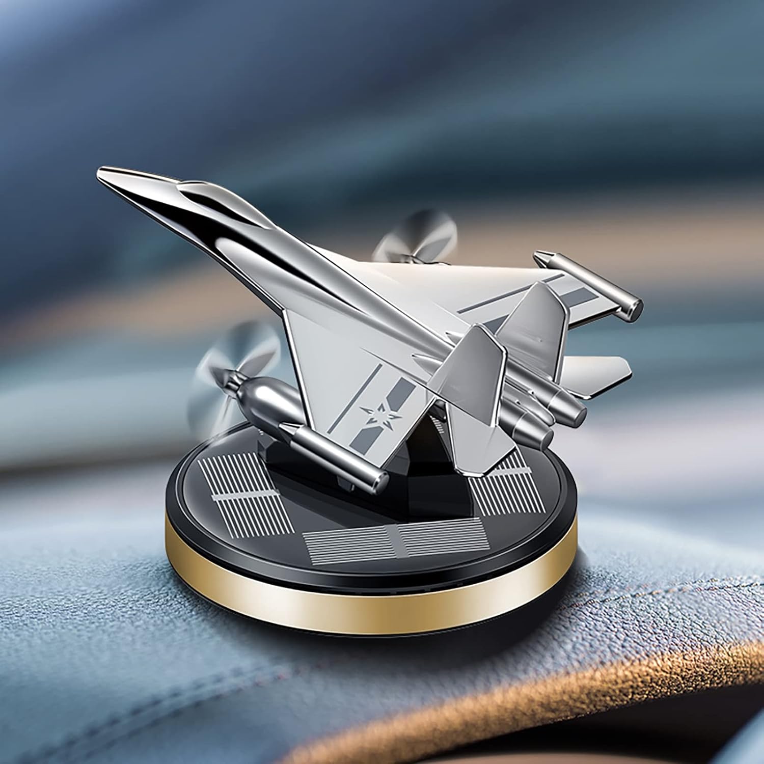 Solar Rotating Radar Rocket Launcher Car Decoration