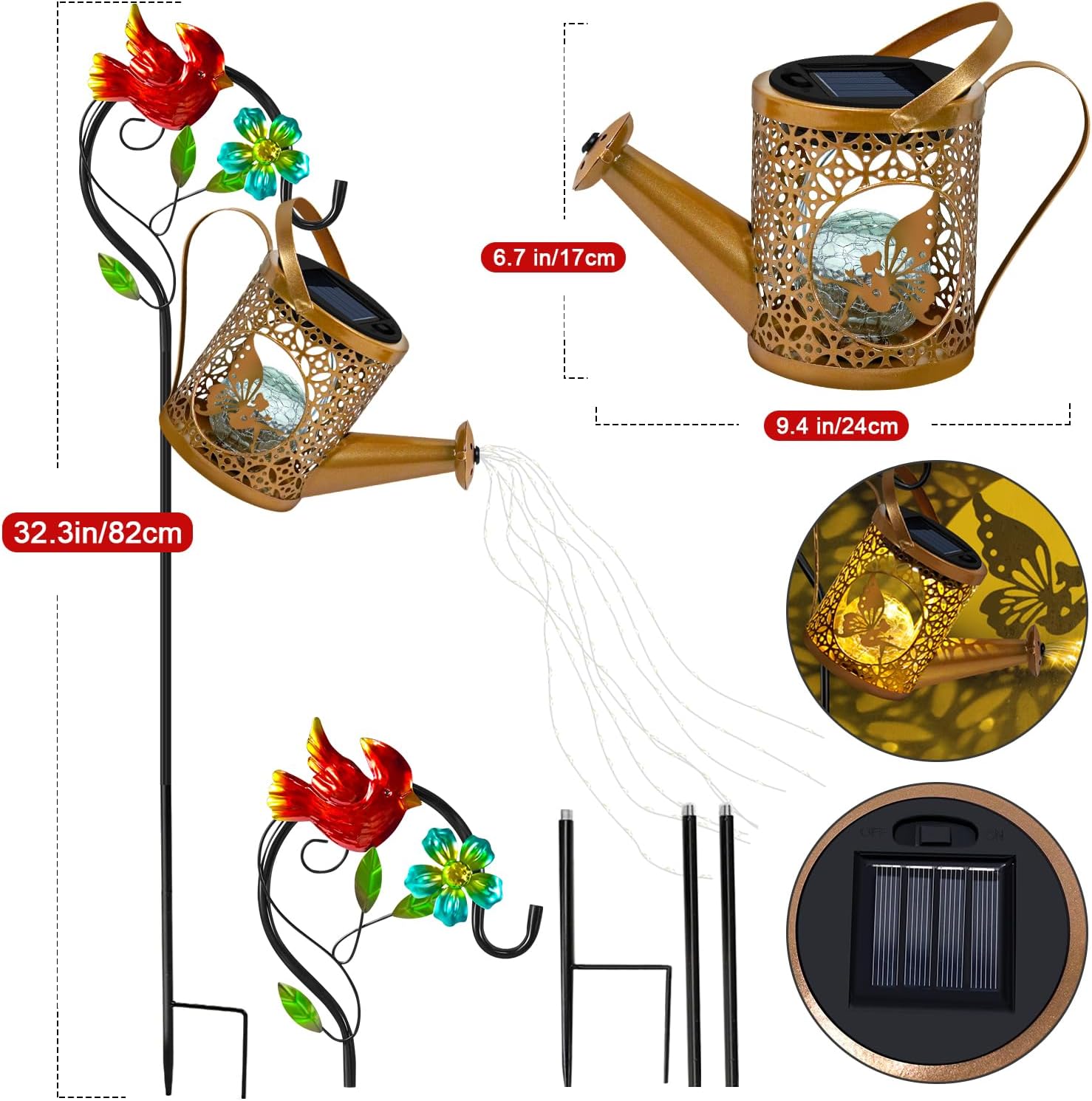 Hanging Metal Solar Kettle Fairy Lights