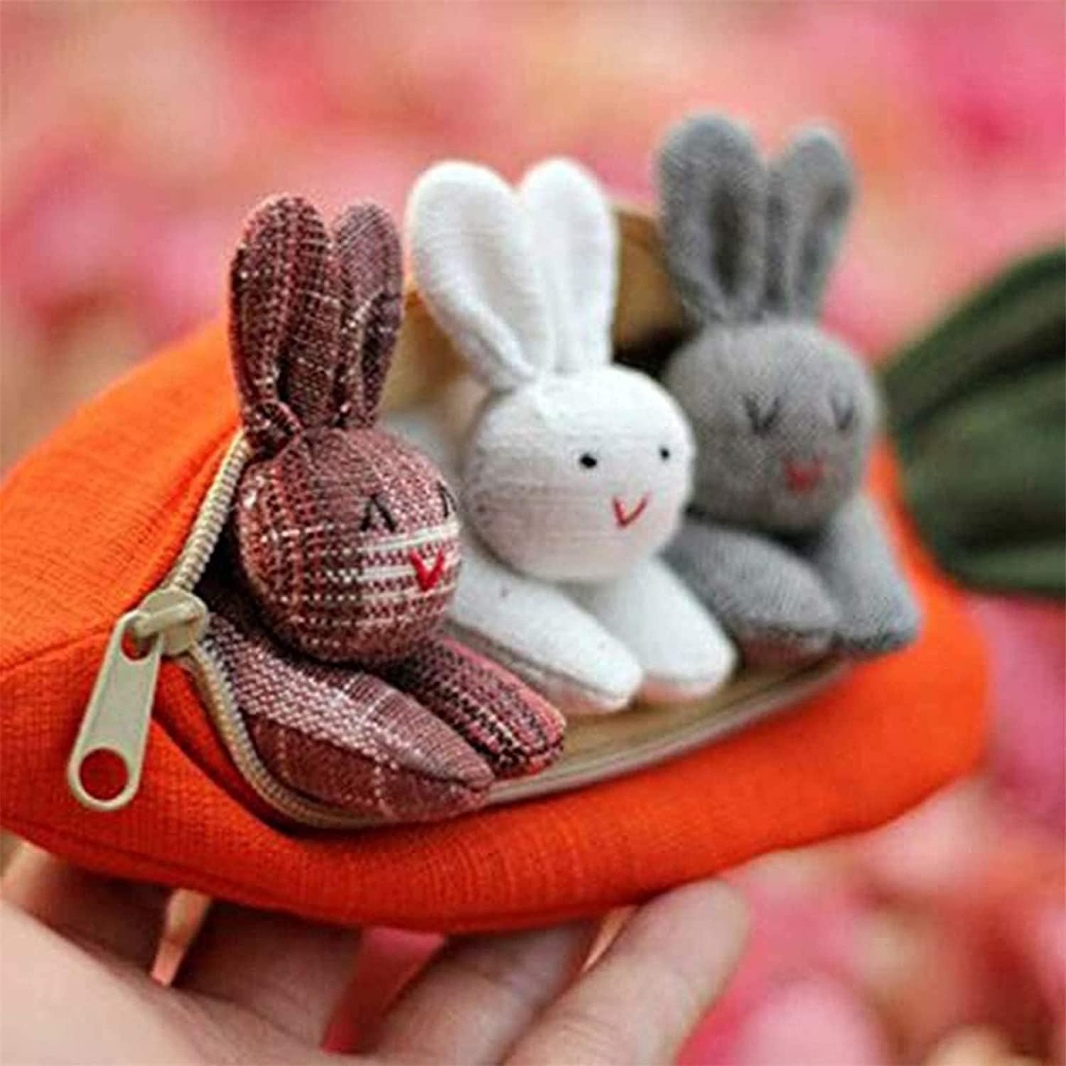 Hide & Seek Plush Bunnies in Carrot Wallet
