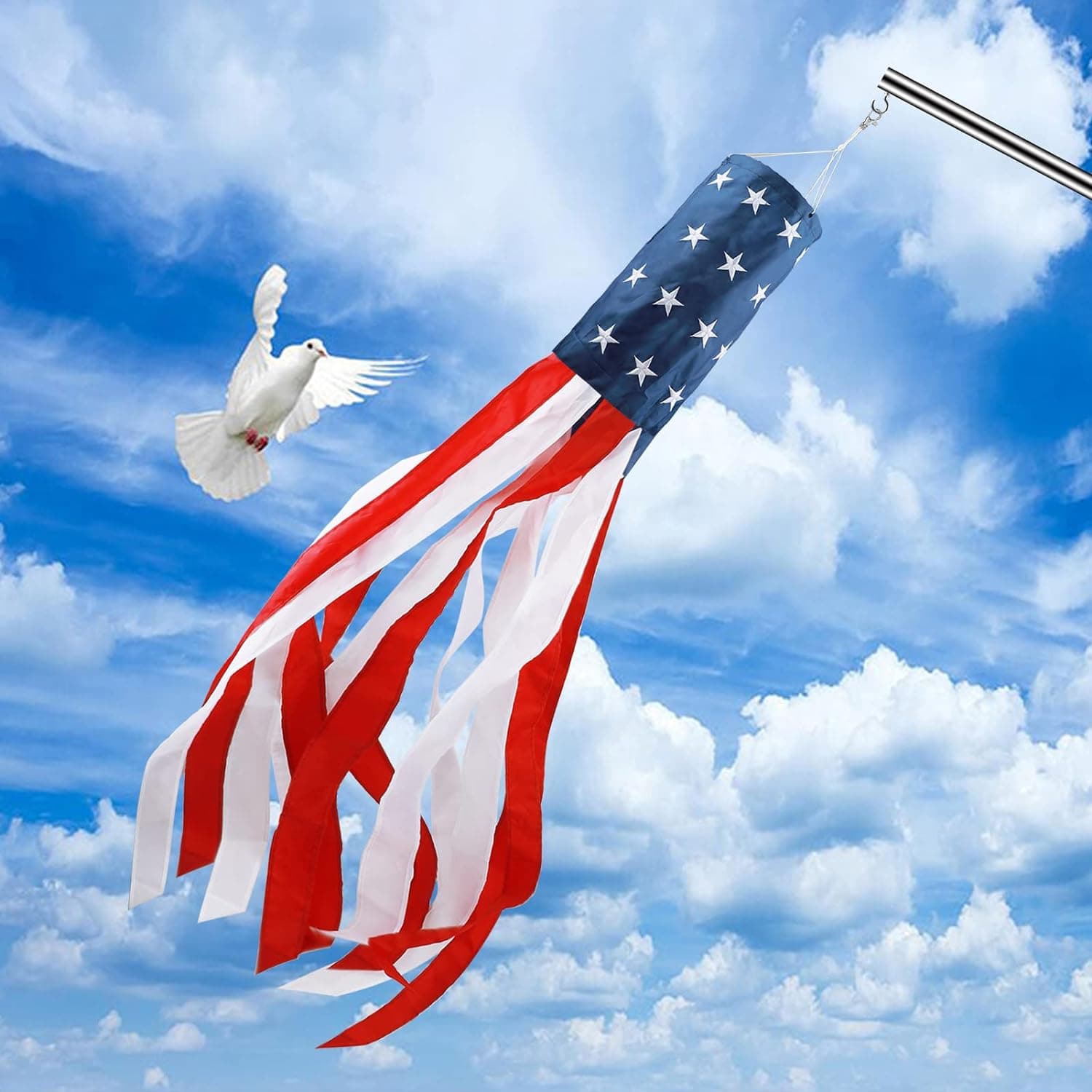 40-Inch American Flag Wind Sock Stars and Stripes Wind Sock