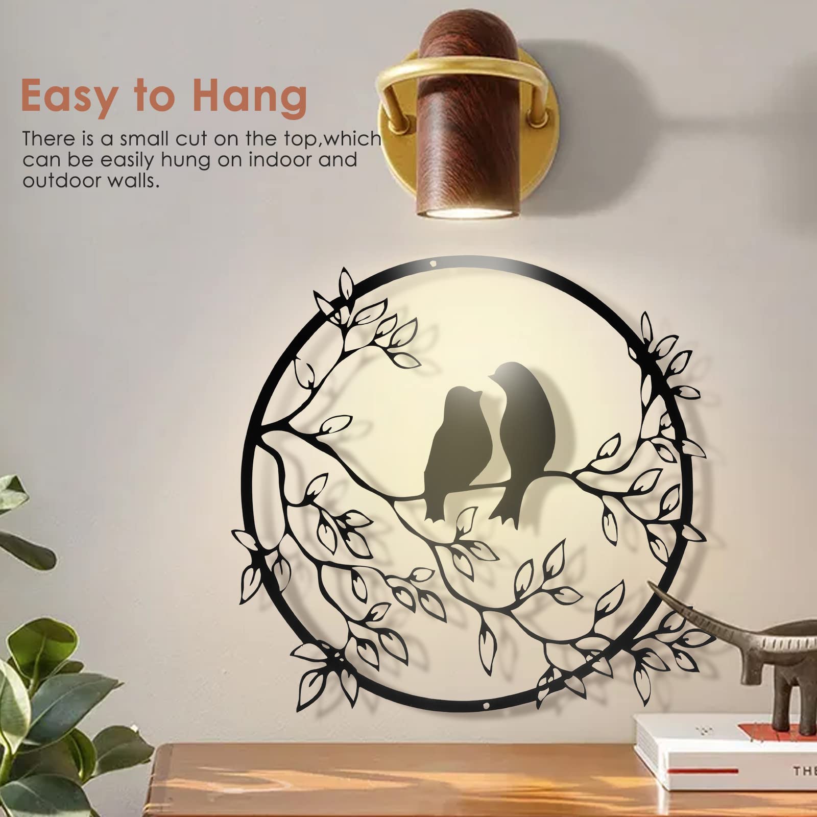 Yard Birds On Tree Branches Metal Wall Art