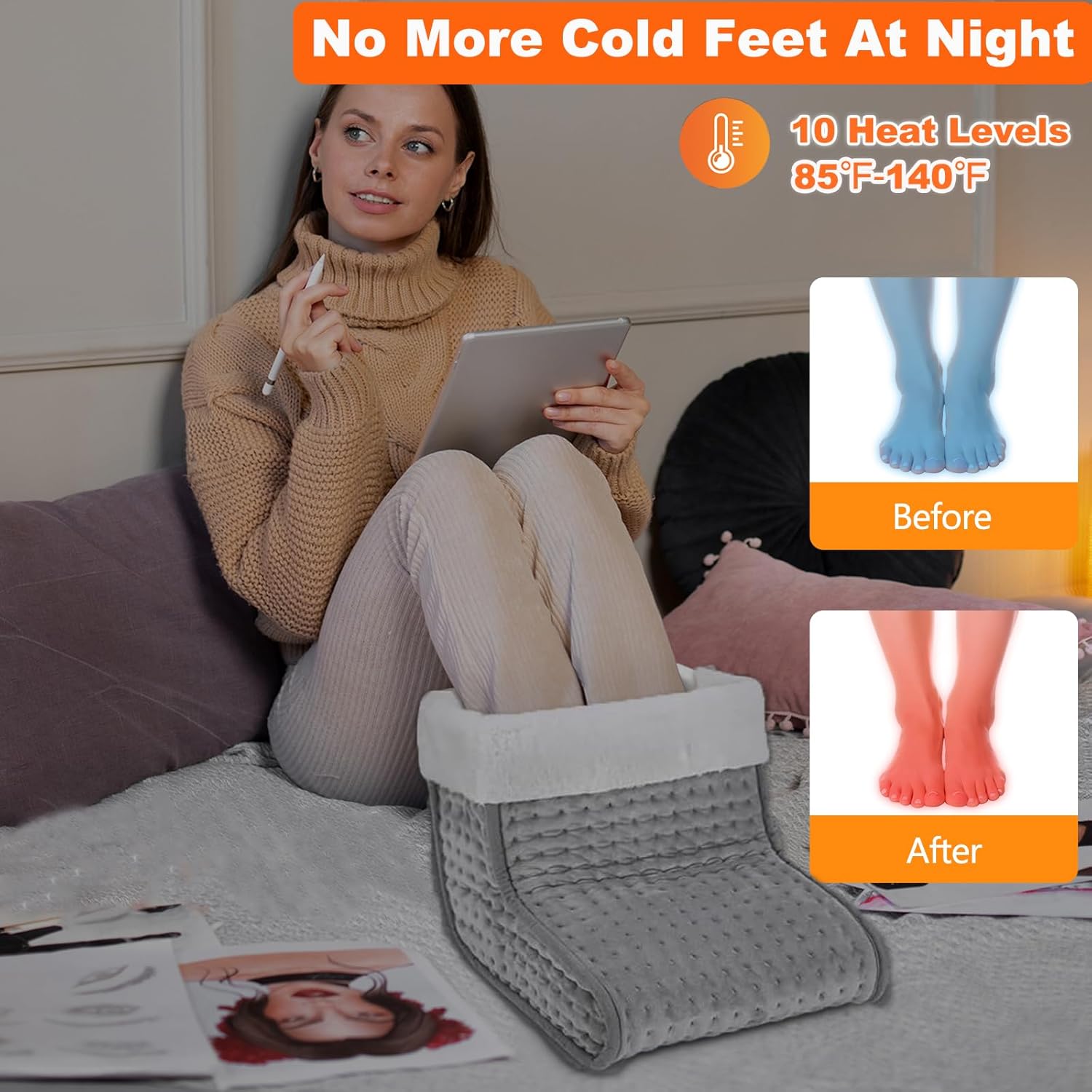 Electric Foot Warmer With Washable Lining (Dark Gray) 🔥🧦