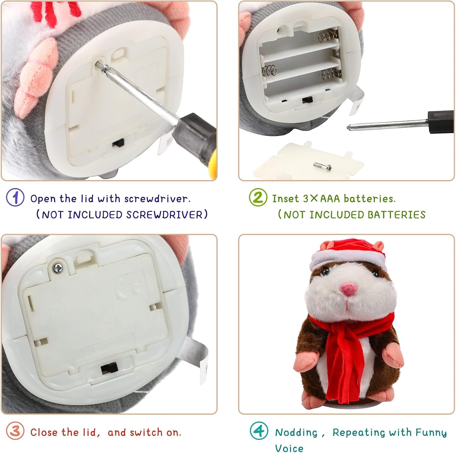 Christmas Talking Hamster Plush Toy