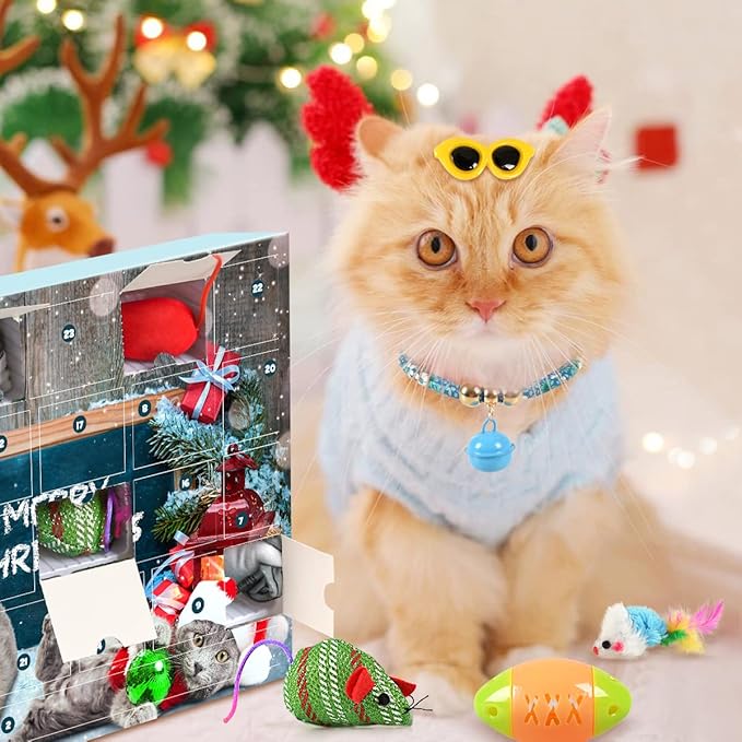 🔥Last 48 Hours 49% Off - 🐱2024 Christmas Countdown Cat Toys Advent Calendar