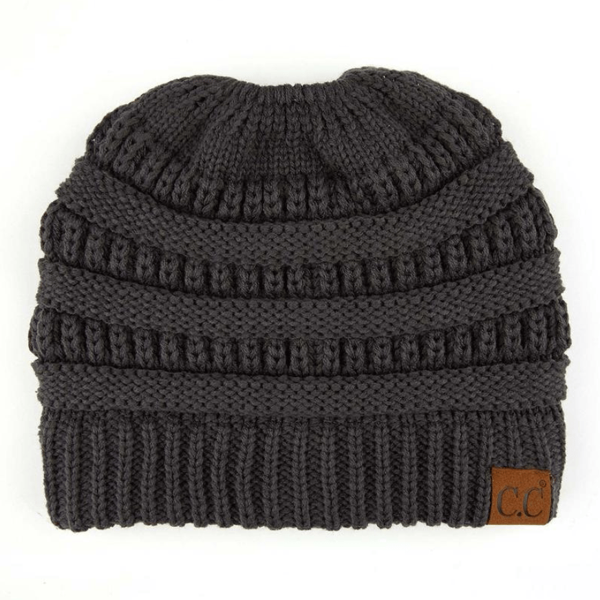 🎅Women's Ponytail Beanie – Chic & Cozy Cable Knit Hat for Fall and Winter, with Adjustable High Ponytail Opening