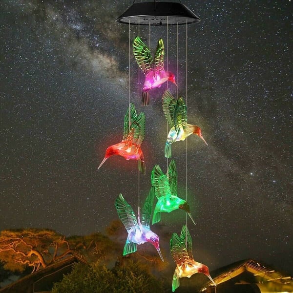 Solar LED Lights Hummingbird Wind Chimes