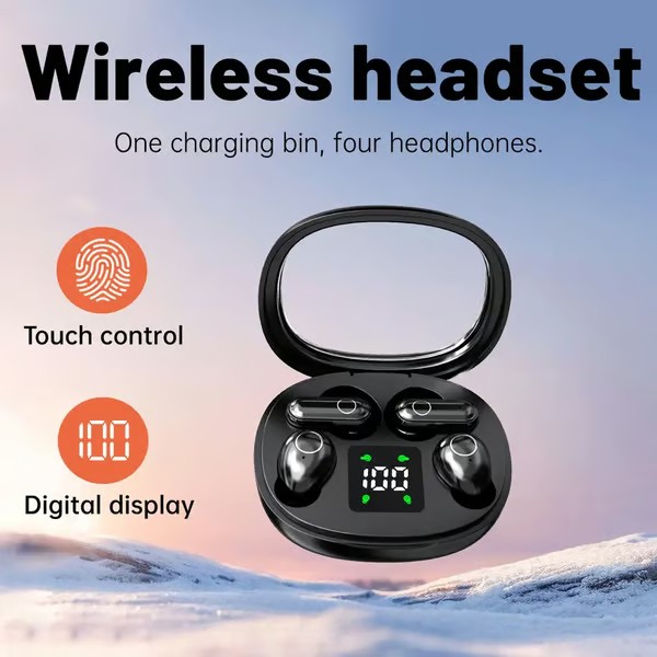 2 Pairs Wireless Bluetooth Headphones，Tiny Size Invisible Earbuds，Waterproof Headsets，With Mic，Sleep and Sports Earphones Set