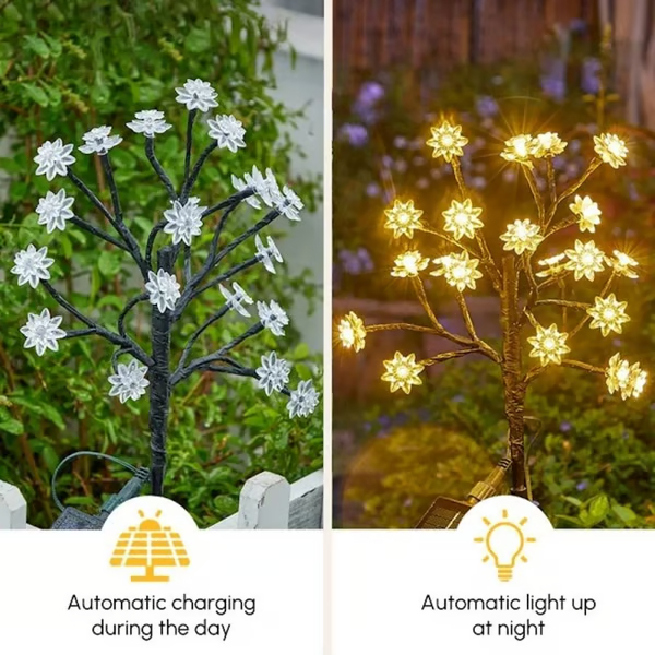 Outdoor Waterproof Cherry Blossom Multicolor Solar Garden Lights
