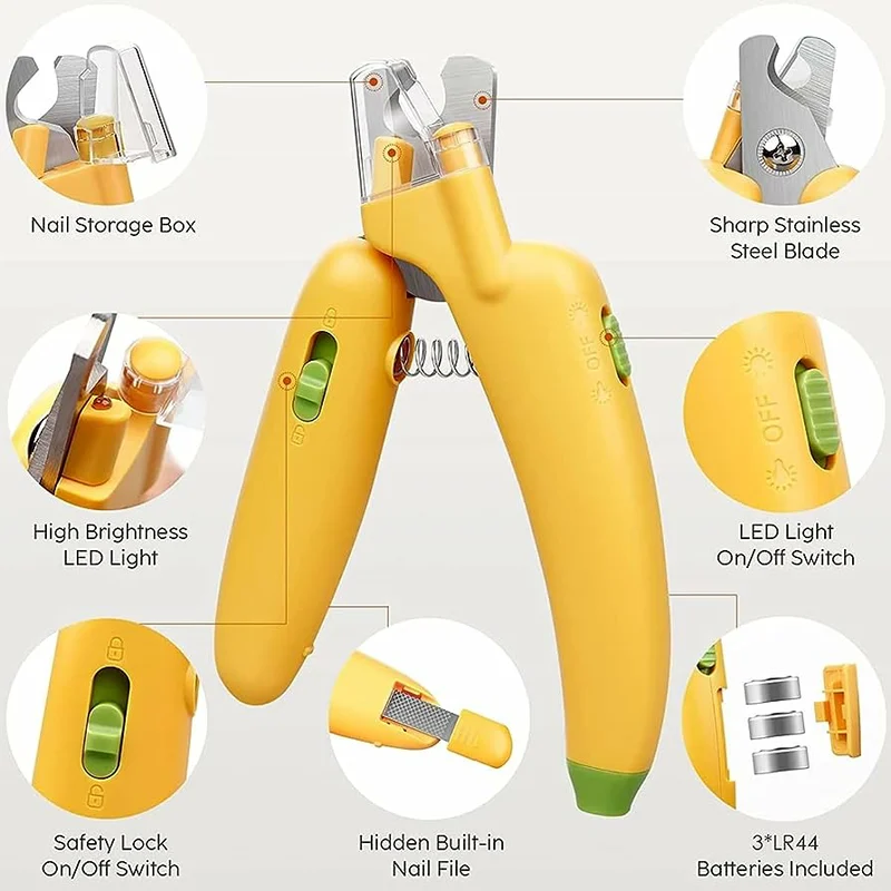 LED Light Pet Nail Clippers for Dog & Cat