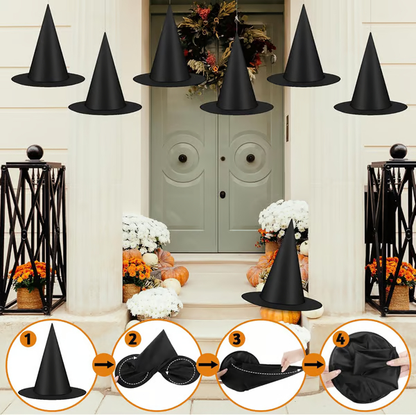 🏆Flash Sale⚡ 50K+ SOLD! Almost Gone-💥🧙‍♀️12 PCS Halloween Witch Hats with 104 FT Nylon Cord