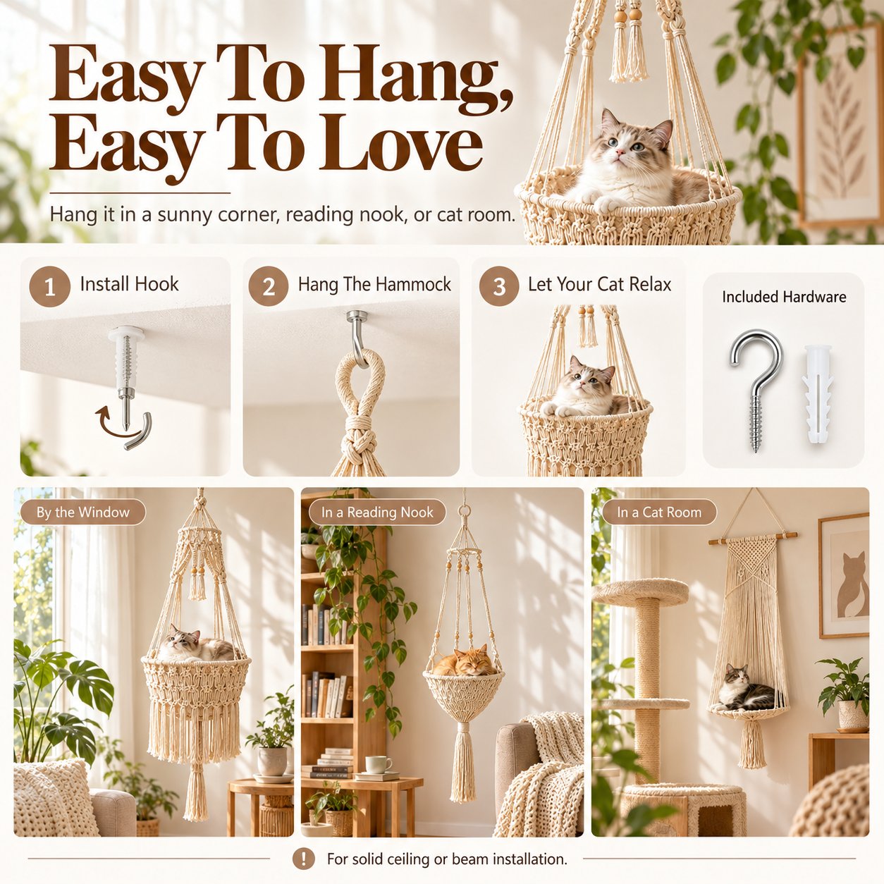 How to Install Macrame Cat Hammock How to Install Macrame Cat Hammock