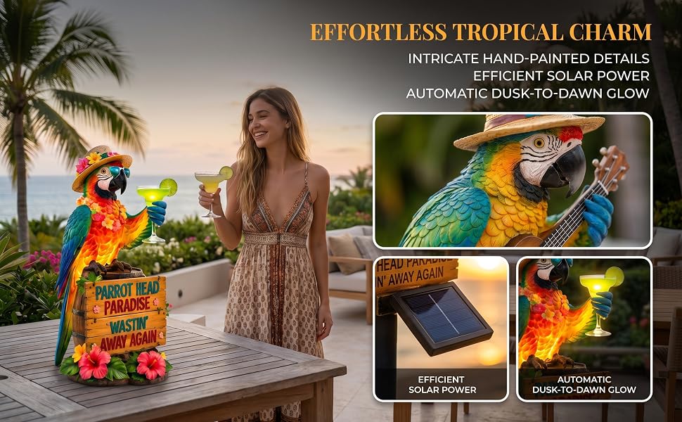 Solar-Powered Parrot Garden Light