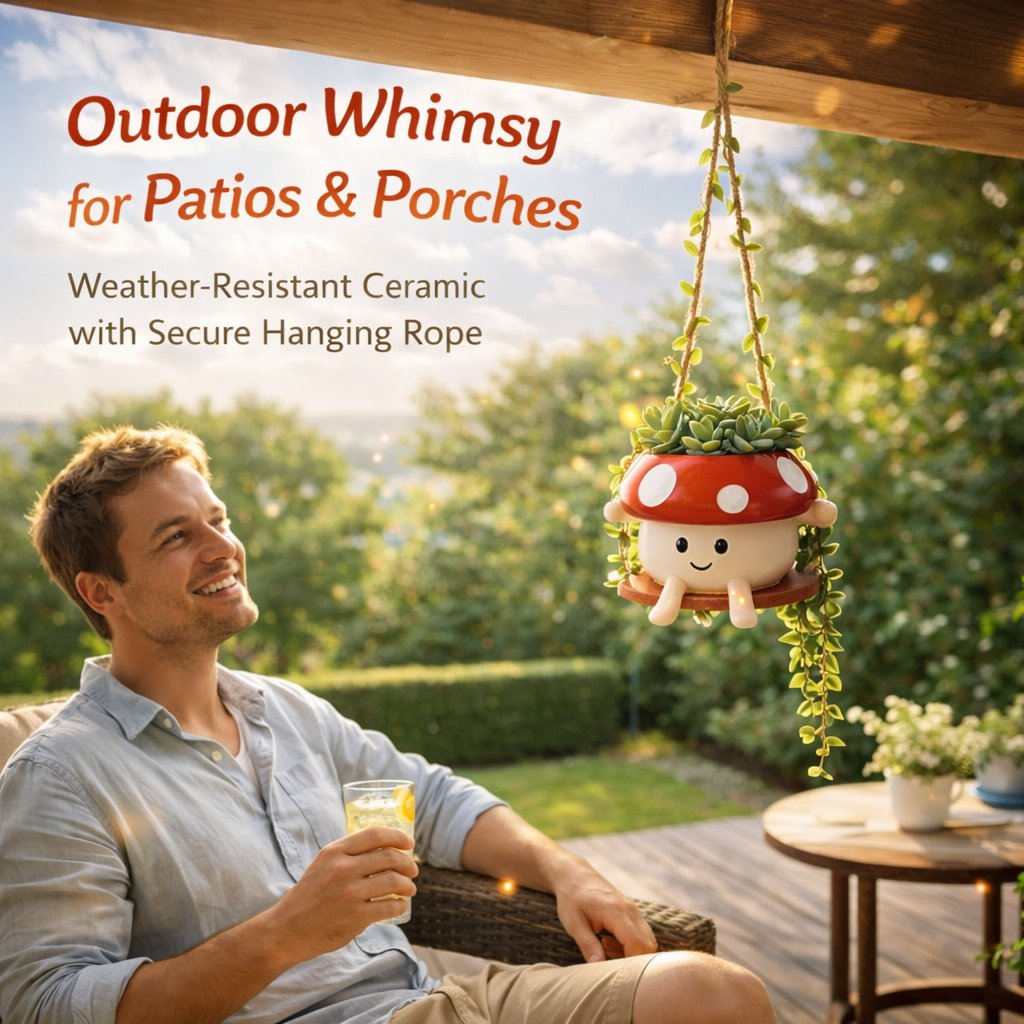 🍄 Whimsical Ceramic Mushroom Hanging Planters 🌼