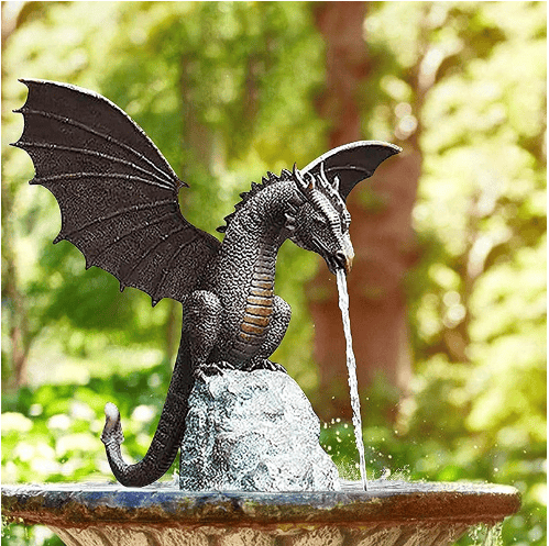 🦖Precision Casting Fire-breathing Dragon Sculpture Waterscape