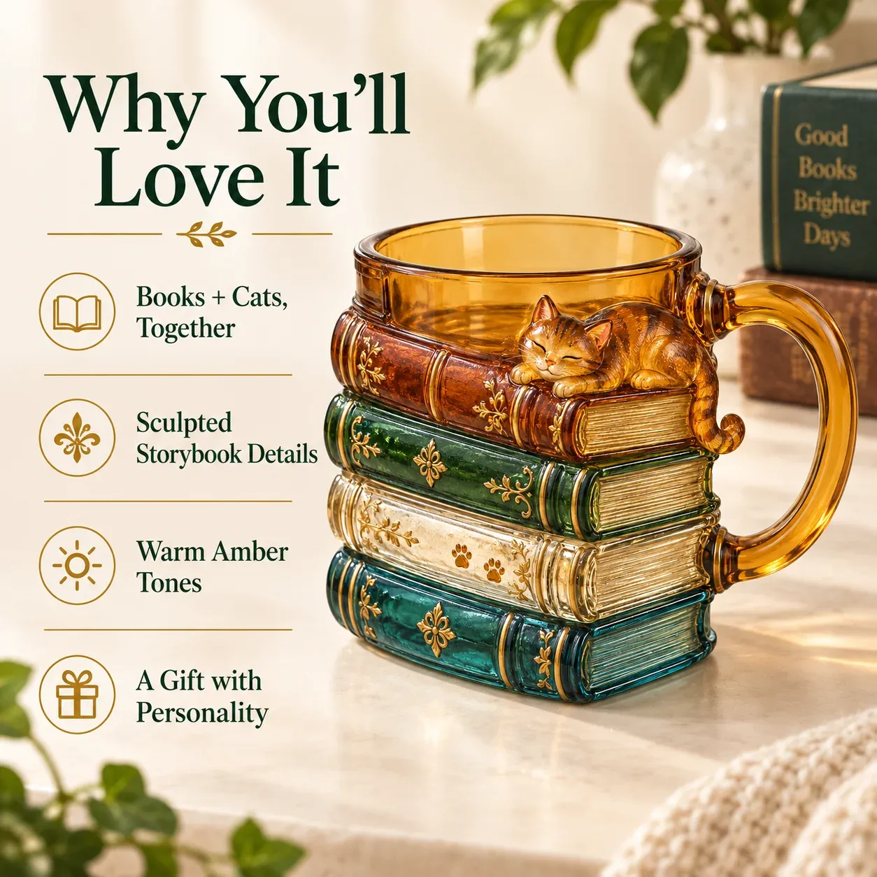 Book and cat mug design details Book and cat mug design details