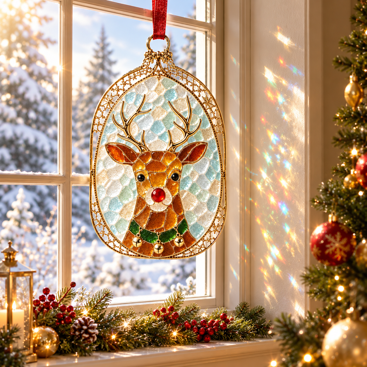 Christmas Stained Glass Window Ornament