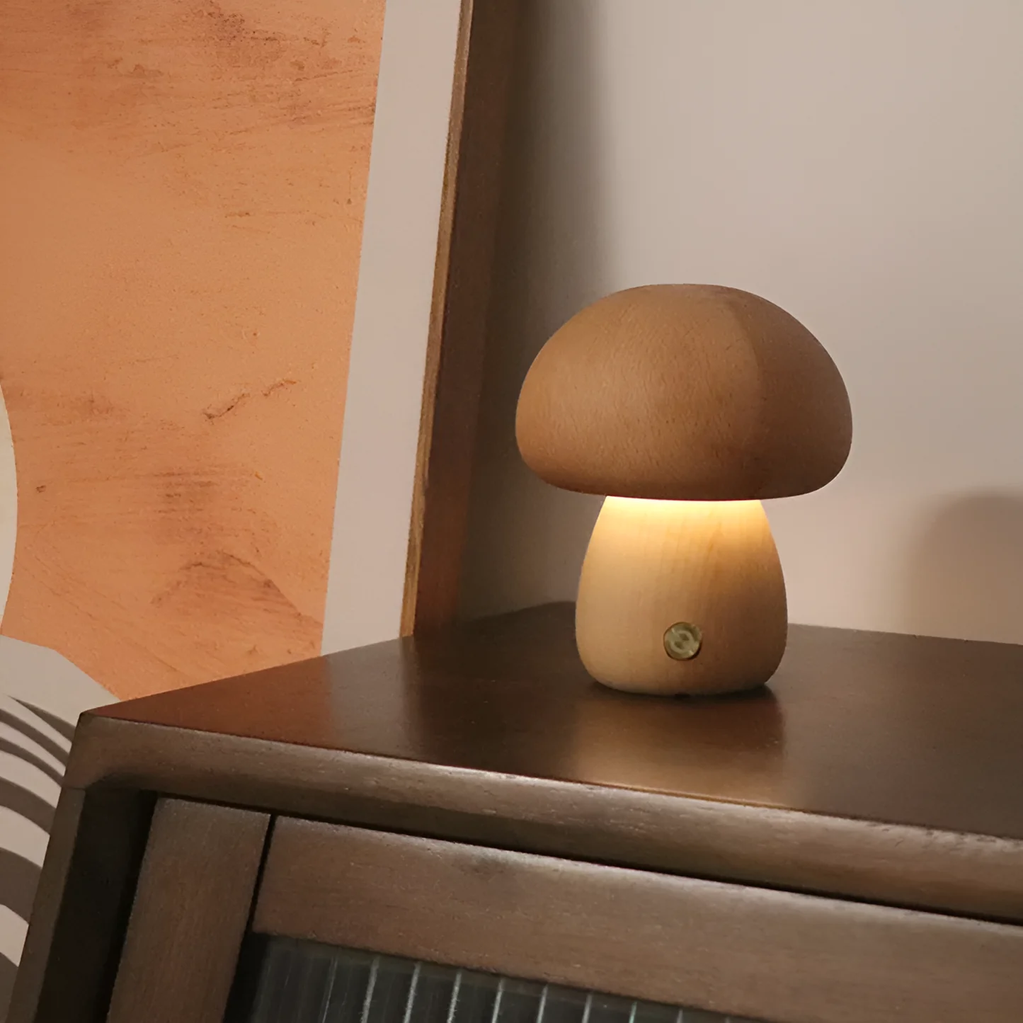 Wooden Cute Mushroom Lamp