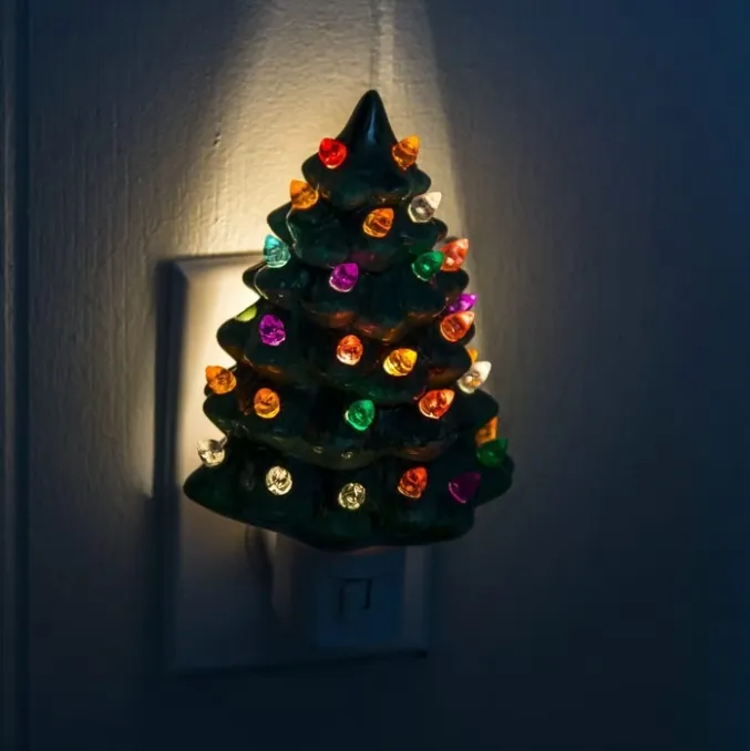 🎄Hand-Painted Christmas Ceramic Tree Night Light