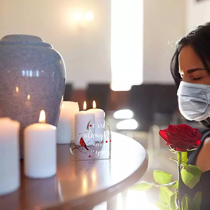 Cardinal Acrylic Heart Memorial