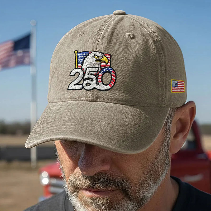 ✨✨250th Anniversary Washed Cap with Embroidered American Flag