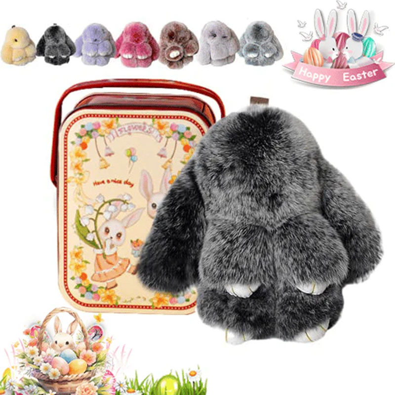 🐰Easter Cute Bunny Plush Keychain - Iron Box Gift Option, 🎁Easter Sweet Surprise