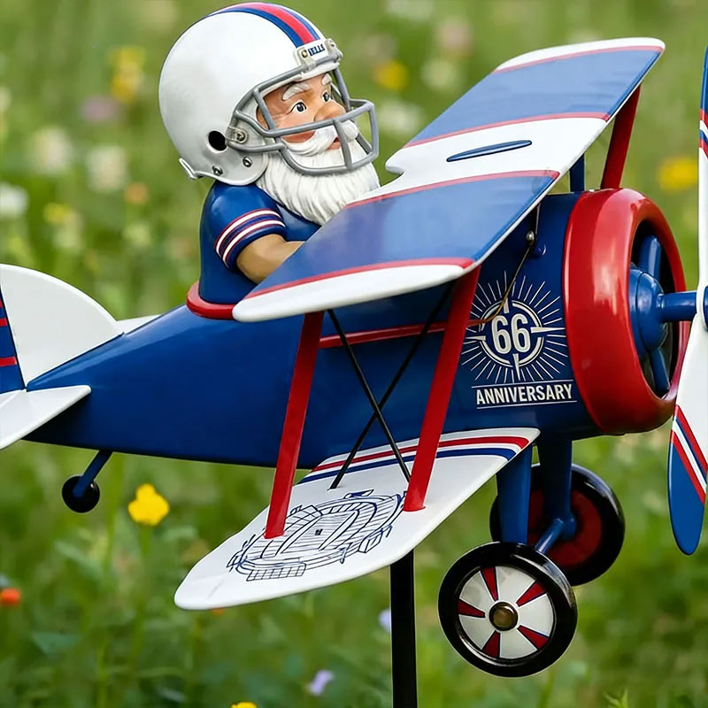 🧝‍♂️✈️ NFL Team Gnome Airplane Wind Spinner Stake – Fan Decor 🏈✨