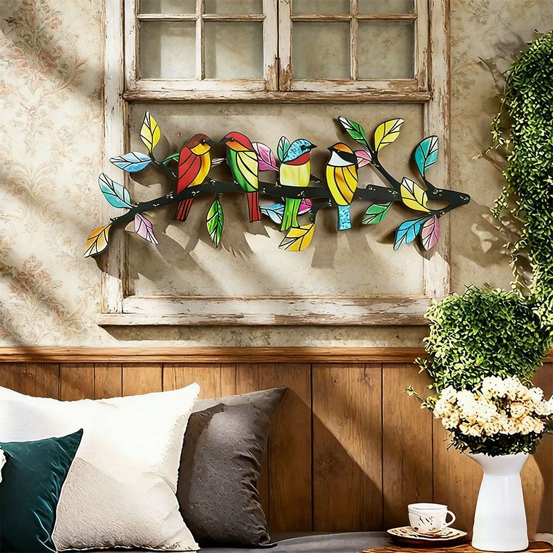 🐦 Colorful Metal Bird Wall Art – Vibrant Garden & Home Decor ✨