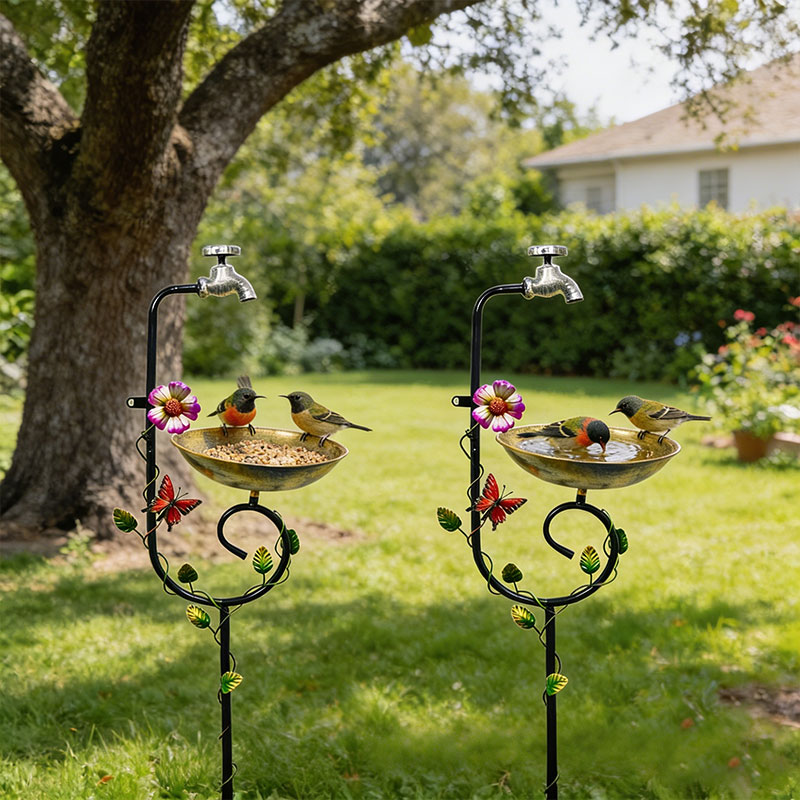🐦 Faucet Bird Feeder & Bath – 3-in-1 Garden Stake Decor ✨