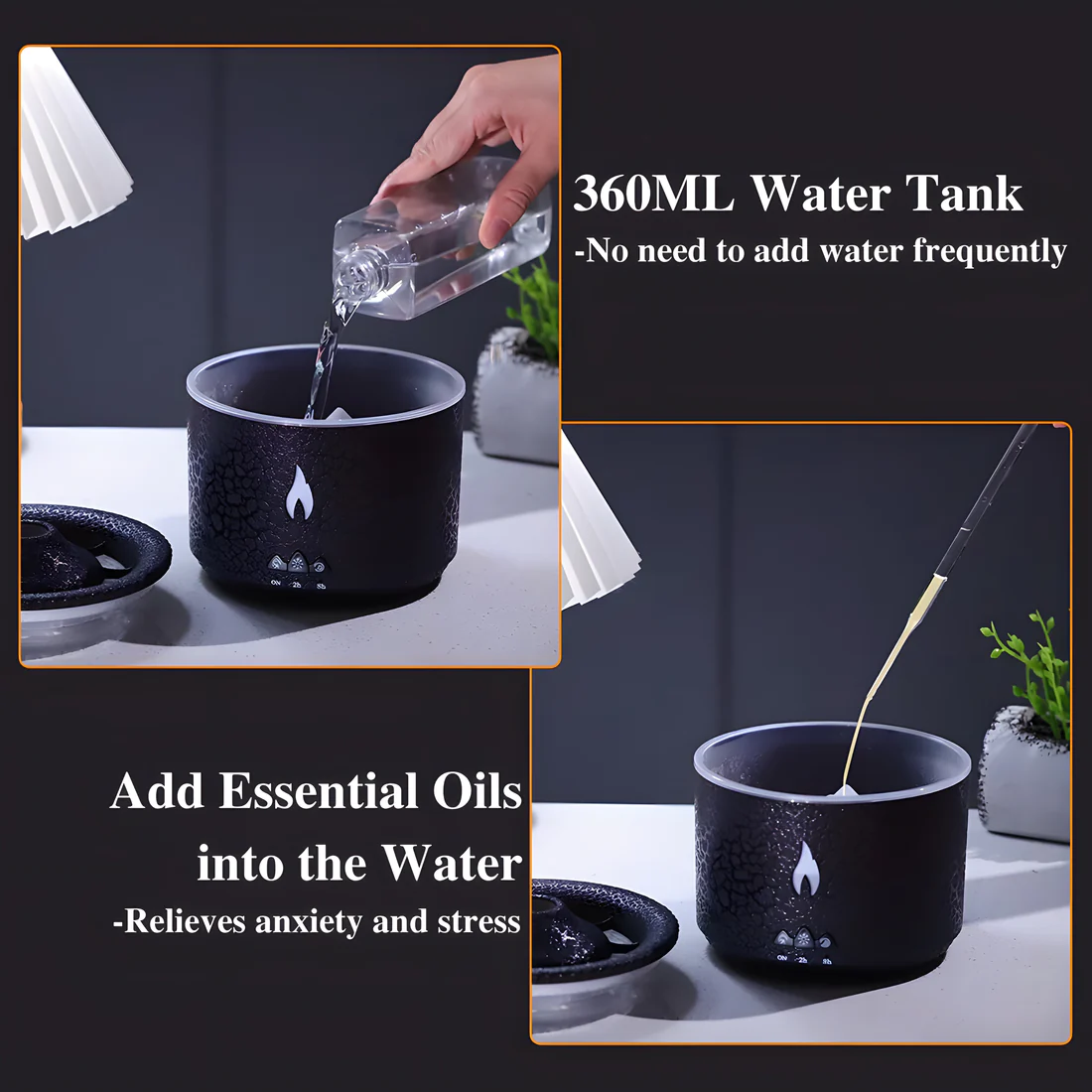 Volcanic Flame Humidifier with Remote
