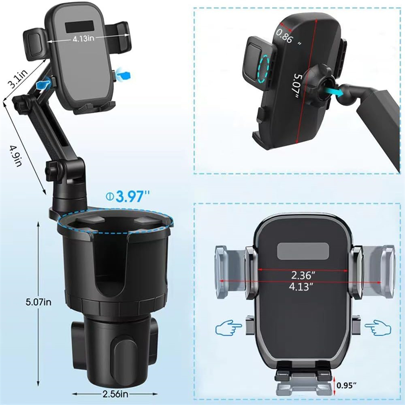 2 in 1 Cup Holder Expander for Car 360° Cup Holder Phone Mount