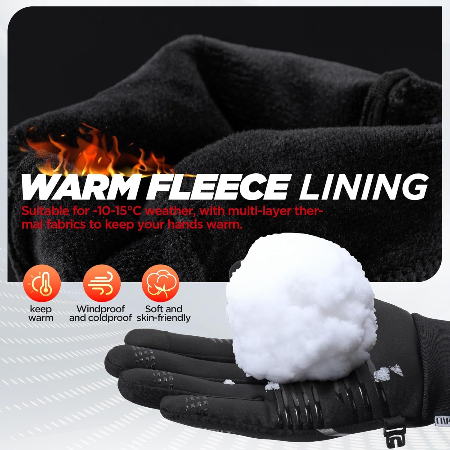 Warm Thermal Windproof Touchscreen Non-Slip Winter Gloves 