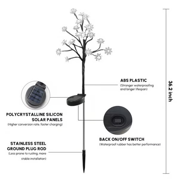 Outdoor Waterproof Cherry Blossom Multicolor Solar Garden Lights