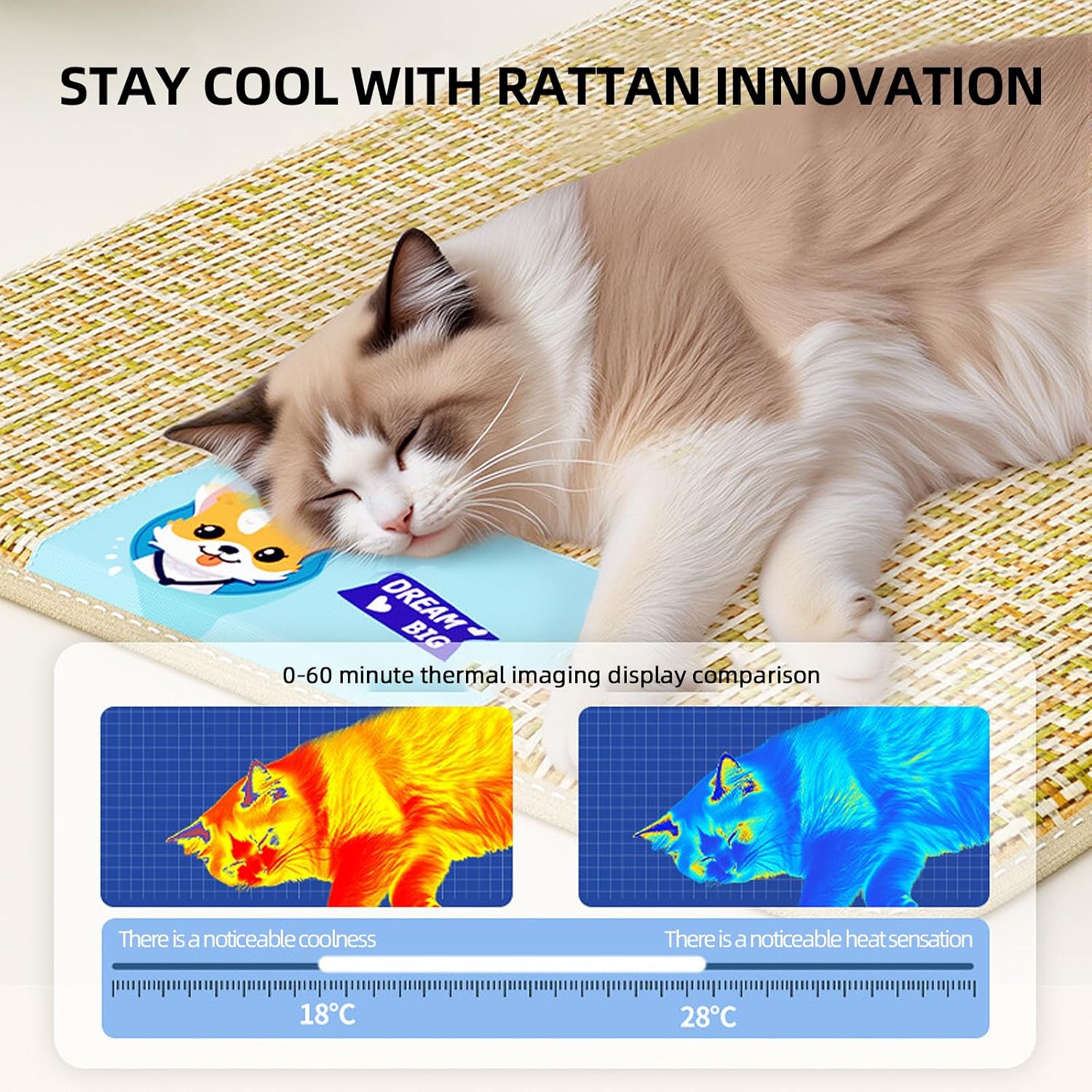 Summer Natural Rattan Straw Cooling Pet Mat for Dogs