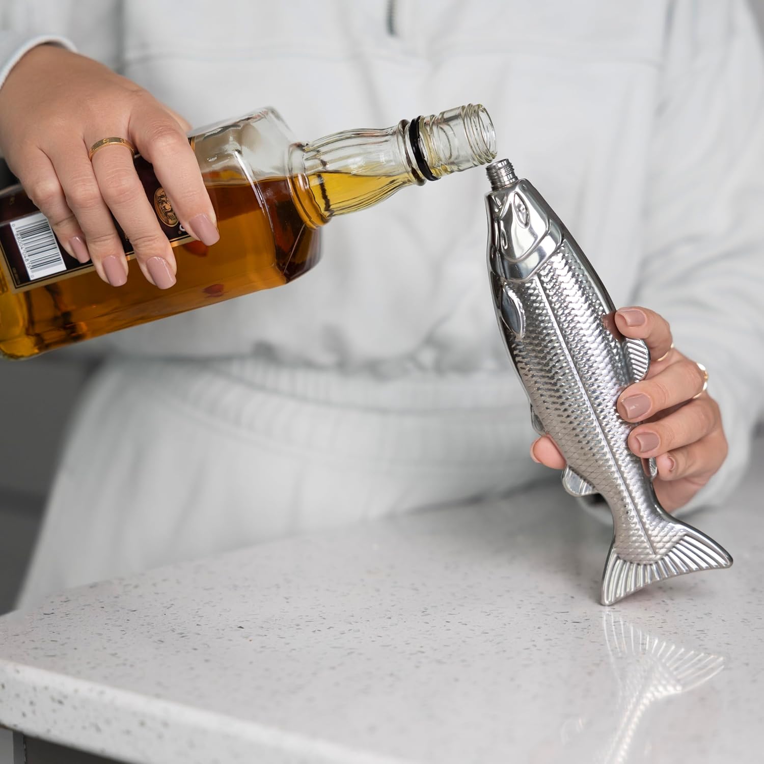 Fantastic Stainless Steel Fish-Shaped Portable Wine Bottle
