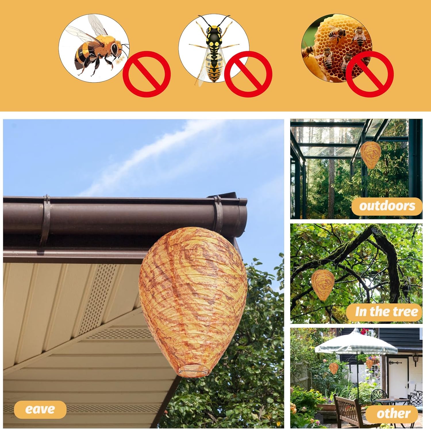 Environmental friendly Hanging Wasp Nest Decoy- Effective Deterrent Bee Hornets