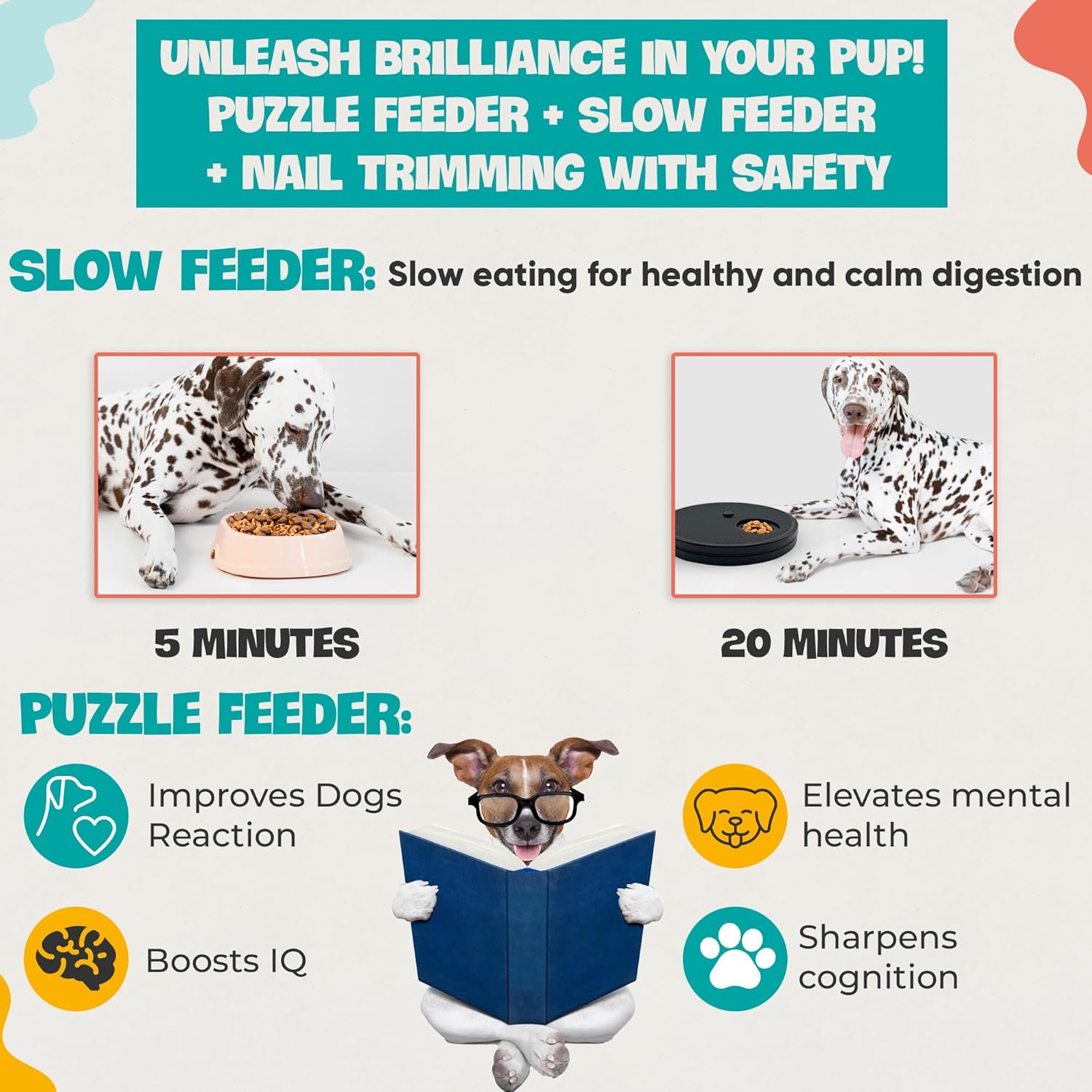 🐶3-in-1dog nail scratch board,treat box,slow feeder