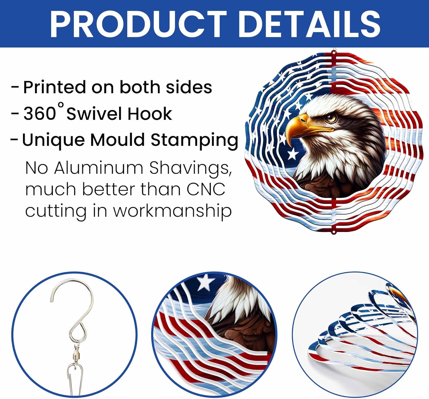 Patriotic Eagle Metal Hanging Wind Spinner