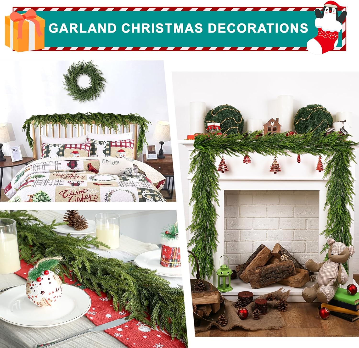 6 Ft / 9 Ft Realistic Christmas Fireplace DIY Garland