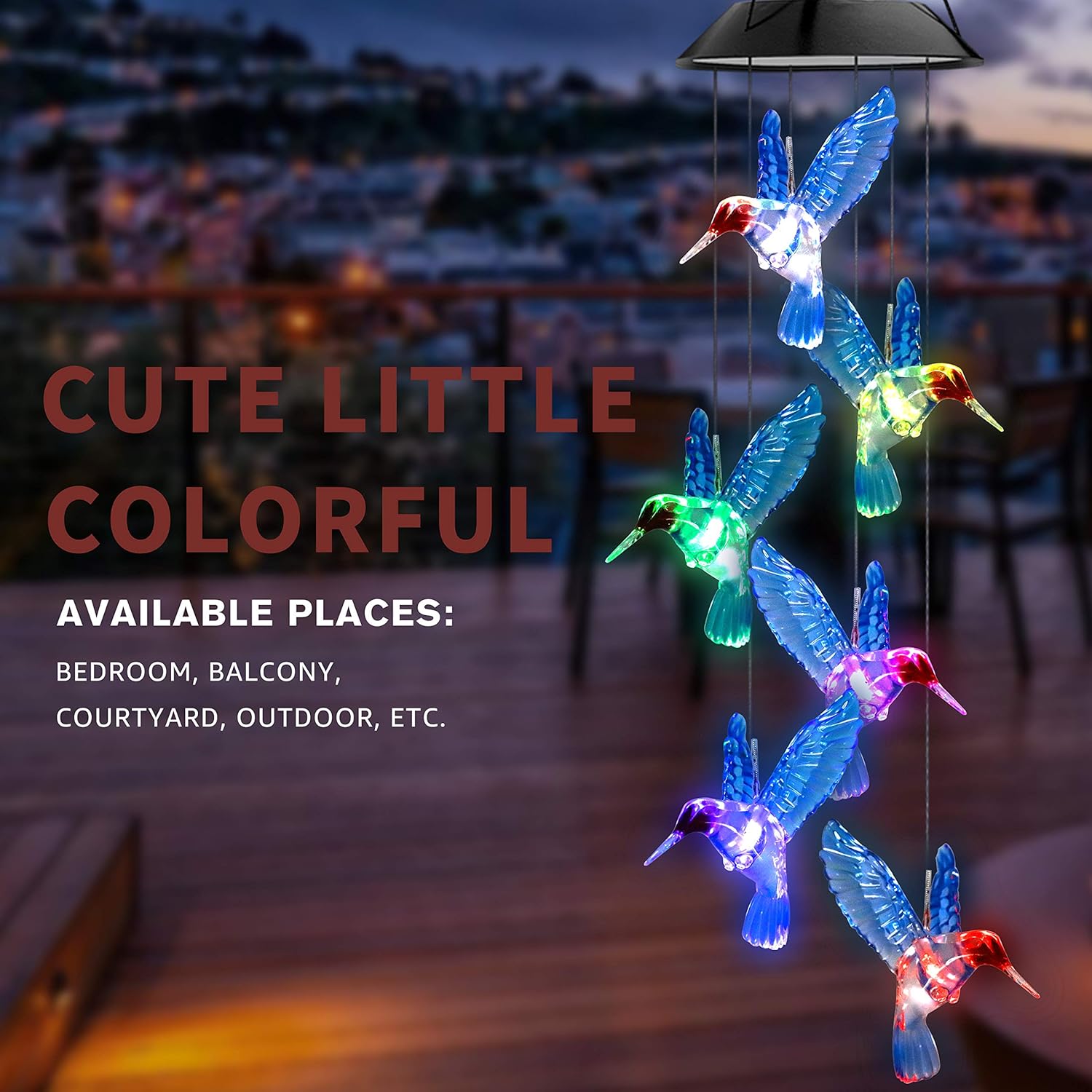 Solar LED Lights Hummingbird Wind Chimes
